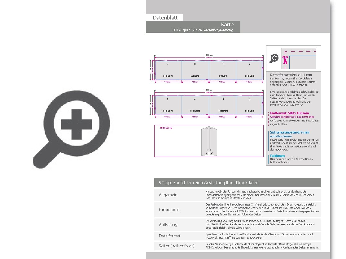 Product Bild einladungskarte__gefalzt_auf_din_a6_quer__vertikaler_3-bruch_fensterfalz__8-seitig